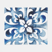 Kobalt Tegel II Fleece Deken (Voorkant (Horizontaal))