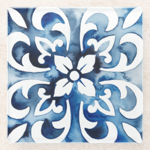 Kobalt Tile II Glazen Onderzetter