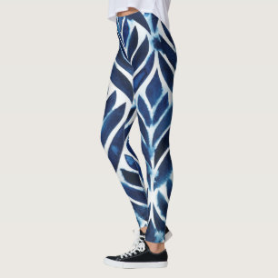 Kobalt Waterverf tegels IV Leggings