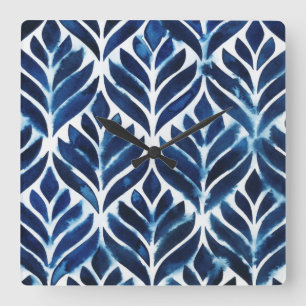 Kobalt Waterverf tegels IV Vierkante Klok