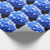 Kobaltblauw bloemensierlijke blauwe hortensia's cadeaupapier (Hoek)
