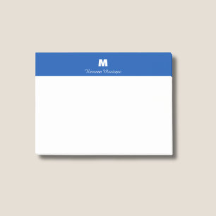 Kobaltblauw chic gepersonaliseerde naamletter mono post-it® notes