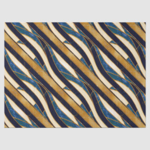 Kobaltblauw en gouden Art Deco marmerpatroon Tissuepapier