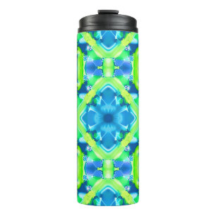 Kobaltblauw en limoengroen Tie Dye-patroon Thermosbeker