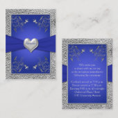 Kobaltblauw en Pewter Heart Enclosure Kaart (Voorkant / Achterkant)