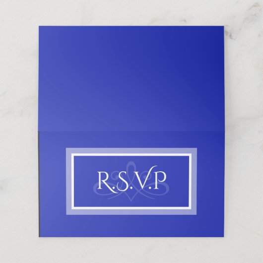 Kobaltblauw en wit demaspatroon r.s.v.p.-kaart (Buitenkant ongevouwen)