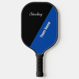 Kobaltblauw en zwart met twee tekstgebieden pickleball paddle