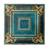 Kobaltblauw Marmer Art Deco Griekse Bloem Naadloos Tegeltje (Voorkant)