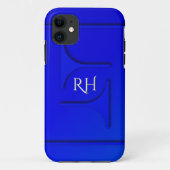 Kobaltblauw monogram Case-Mate iPhone case (Achterkant)