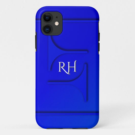 Kobaltblauw monogram Case-Mate iPhone case (Achterkant)