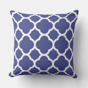 Kobaltblauw Quatrefoil Patroon Kussen