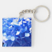 Kobaltblauwe bloemige elegante blauwe hortensia's sleutelhanger (Achterkant)