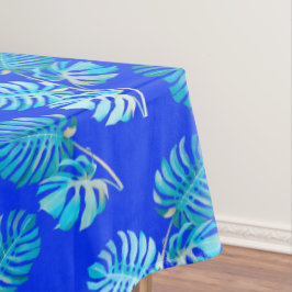 Kobaltblauwe Monstera Bries Tafelkleed