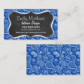 Kobaltblauwe Paisley; krijtbord Visitekaartje (Voorkant / Achterkant)