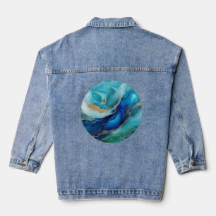 Kobaltblauwe stromen: een abstract perspectief denim jacket