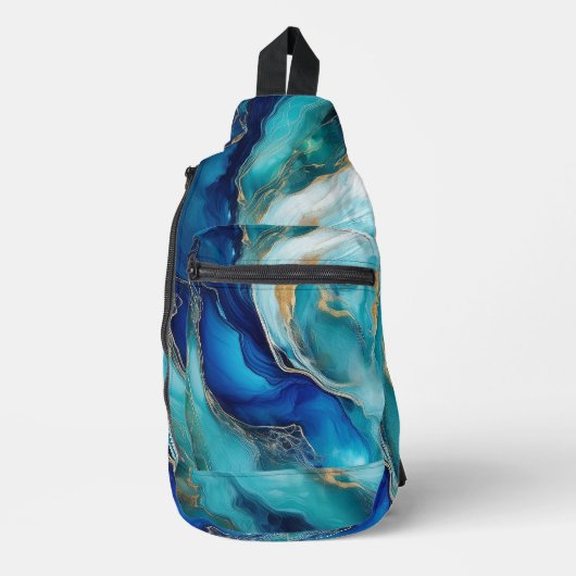 Kobaltgetijden: een Abstracte verkenning Sling Bag (Voorkant)