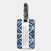 KobaltWaterverf Tegels IV Bagagelabel (Achterkant verticaal)