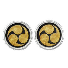 Kobayakawa Mon Japanse clan faux goud in zwart Manchetknopen