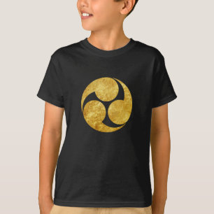 Kobayakawa Mon Japanse clan faux goud in zwart T-shirt