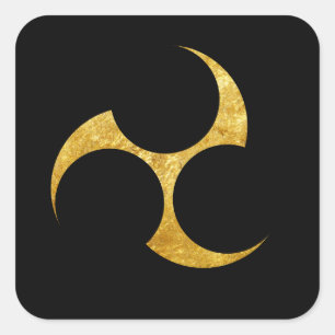 Kobayakawa Mon Japanse clan faux goud in zwart Vierkante Sticker