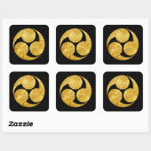 Kobayakawa Mon Japanse clan faux goud in zwart Vierkante Sticker (Vel)