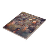 Kobbelstenen donkere fantasie op de grond lava gra tegeltje (Zijkant)