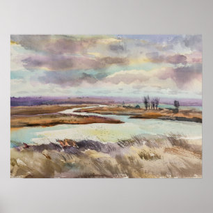 Kobleve-riviermonding – Oekraïens watercoloristisc Poster