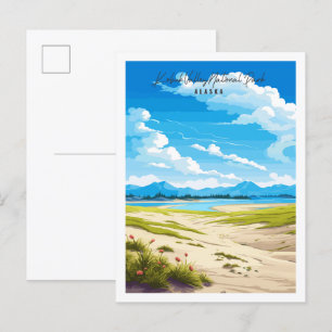 Kobuk Valley Alaska vintage reisillustratie Briefkaart