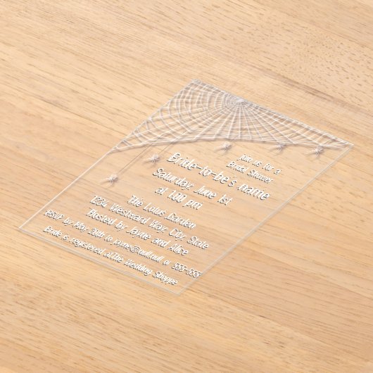 Kobwebben en White Spiders Bridal Shower Invitatio Acryl Uitnodigingen (Laagn)