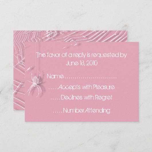 Kobwebben en witte spinnen RSVP-kaarten RSVP Kaartje (Voorkant / Achterkant)