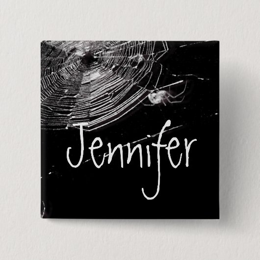 Kobwebben en witte spinnen vierkante button 5,1 cm (Voorkant)