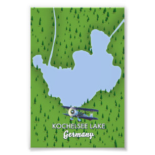 Kochelsee meer, Duitsland kaart Canvasprint Foto Afdruk