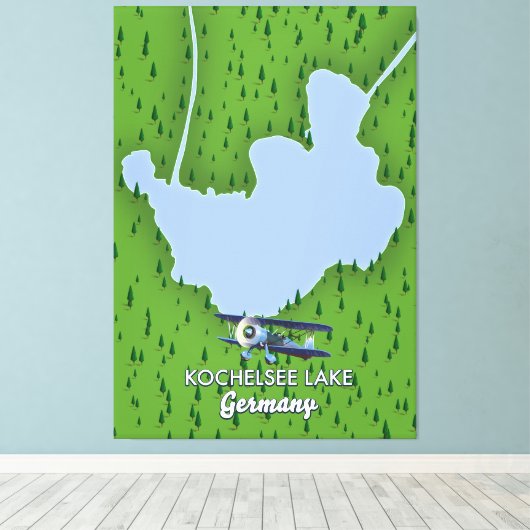 Kochelsee-meer, kaart van Duitsland Canvas Afdruk (Insitu (Houten vloer))