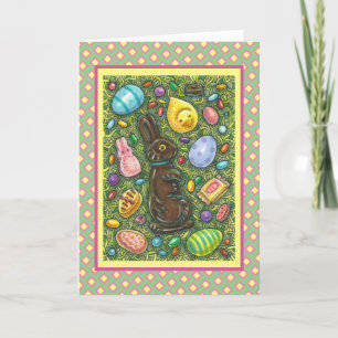 KOCOLAAT EENVOUDIGERE BUNNY, CHICK, EIEREN, JELLY FEESTDAGEN KAART