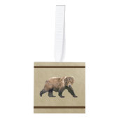 Kodiak - Beer op oud papier Kubus Ornament (Voorkant)
