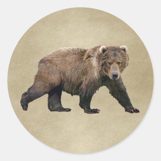 Kodiak-Beer Ronde Sticker (Voorkant)