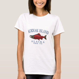 Kodiak Island Alaska Zalm Sinds 1784 Navyblauw L T-shirt