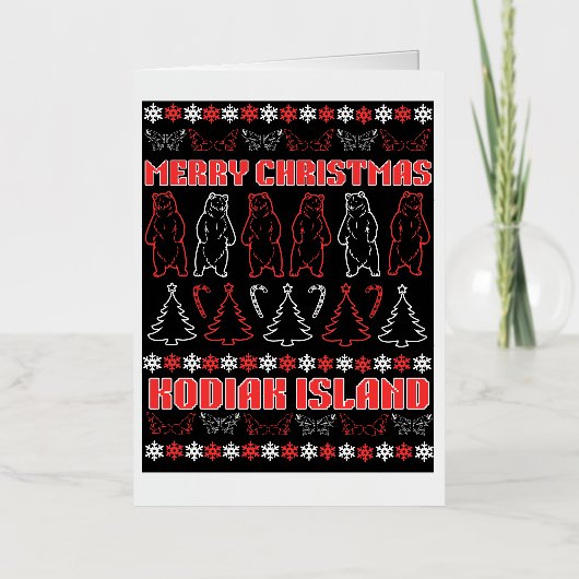 Kodiak Island Ugly Christmas Sweater Wenskaart Folie Wenskaart (Voorkant)