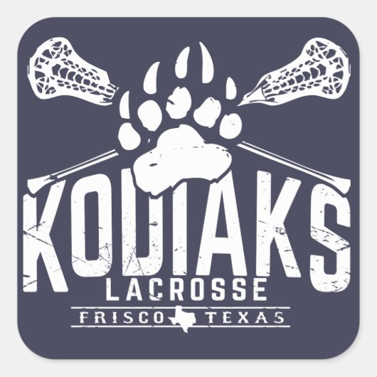 Kodiak Lacrosse - vierkante blauwe Sticker (Voorkant)