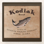  Kodiak Salmon Label Glazen Onderzetter (Voorkant)