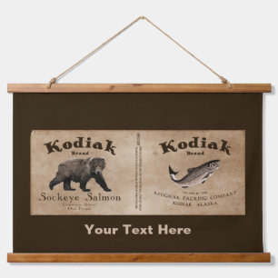  Kodiak Salmon Label Hanging Tapestry Hangend Wandkleed