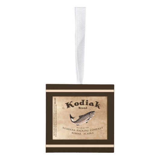 Kodiak Salmon Label Kubus Ornament (Rechts)
