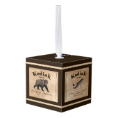 Kodiak Salmon Label Kubus Ornament (Achter hoekig)