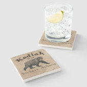  Kodiak Salmon Label Stenen Onderzetter (Zijkant)