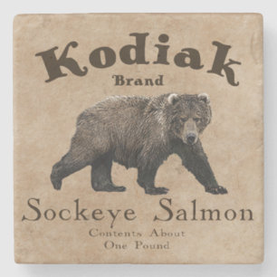  Kodiak Salmon Label Stenen Onderzetter