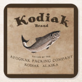  Kodiak Salmon Label Vierkante Kartonnen Onderzetter (Voorkant)