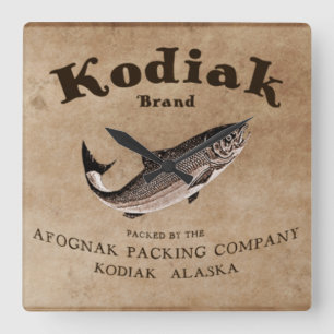  Kodiak Salmon Label (vis) Vierkante Klok