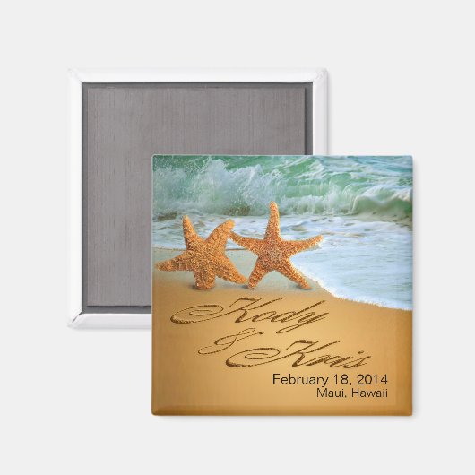 Kody & Kris Starfish Paar NAMEN IN HET ZAND Magneet (Voorkant / Achterkant)