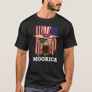 Koe 4 juli Amerikaanse vlag Koeienmeisje Moorica T-shirt