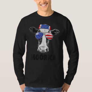 Koe 4 juli Moorica Merica Mannen Amerikaanse vlag T-shirt